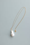 Gold Chain Necklace + Large Baroque Pearl