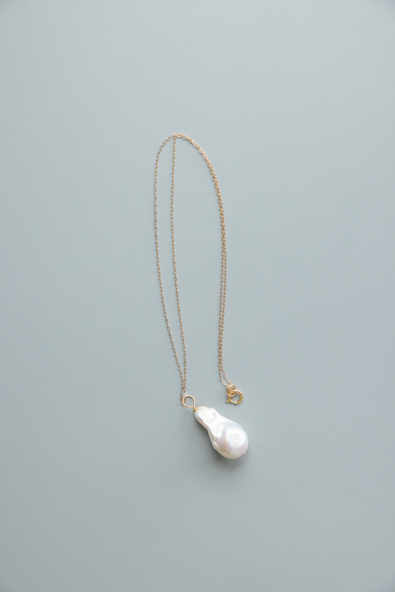 Gold Chain Necklace + Large Baroque Pearl