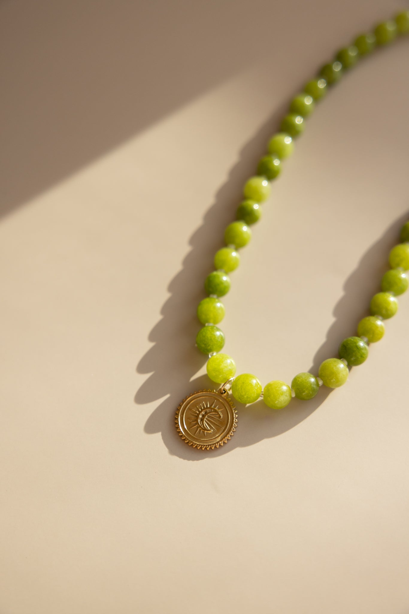 Green Peridot Necklace + Coin Pendant