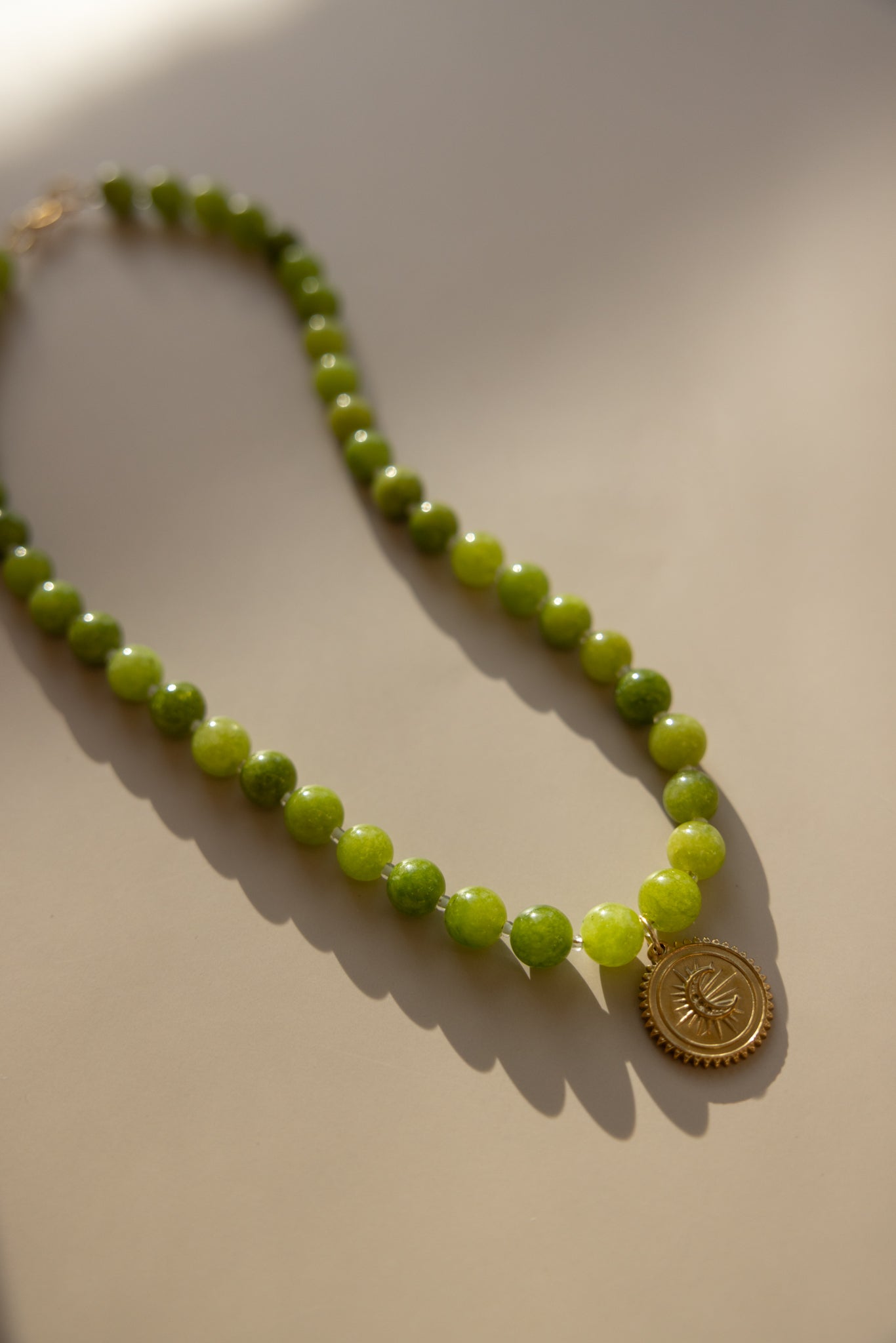 Green Peridot Necklace + Coin Pendant