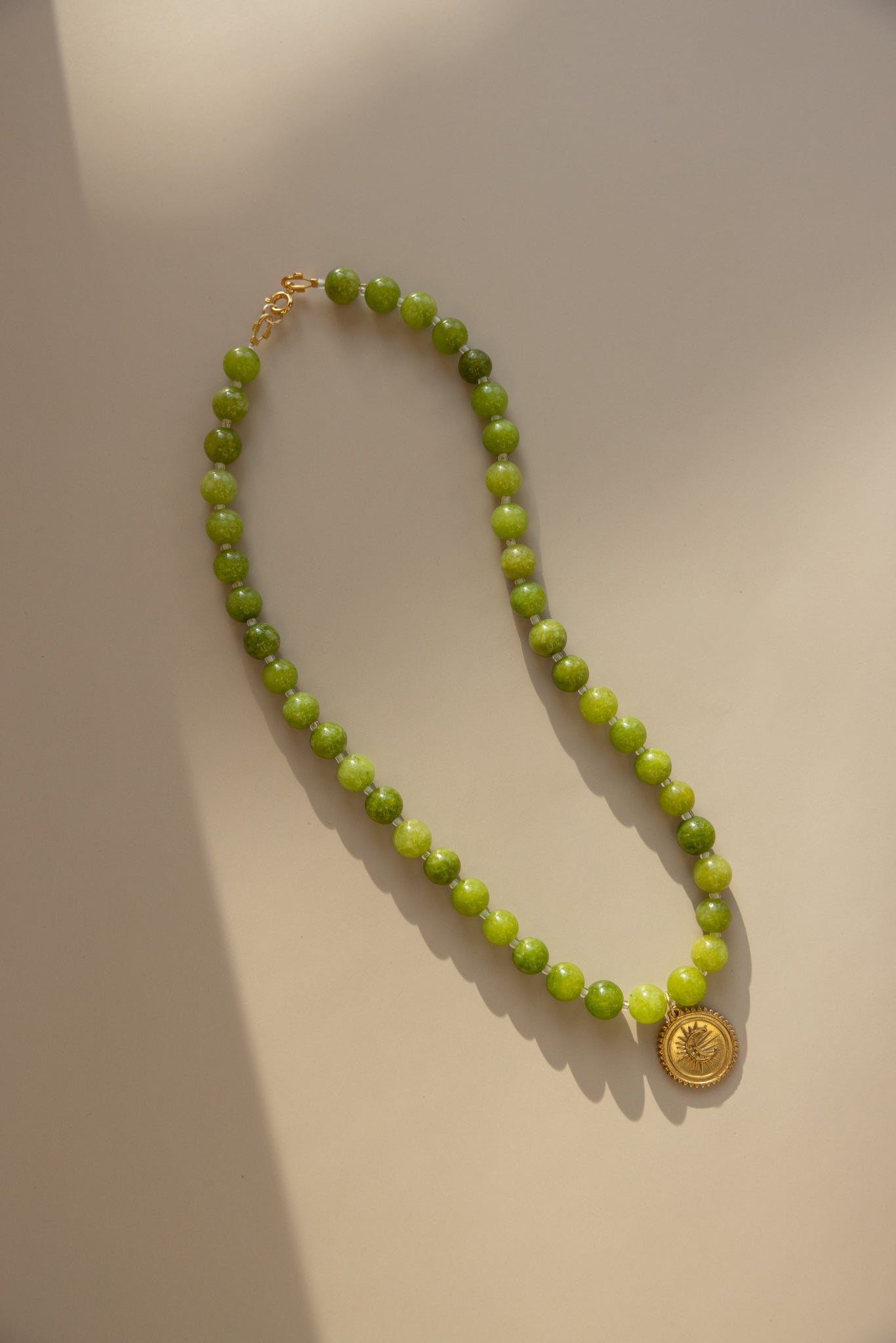 Green Peridot Necklace + Coin Pendant