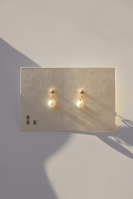 Gold + Silver Stud with Pearl Pendant