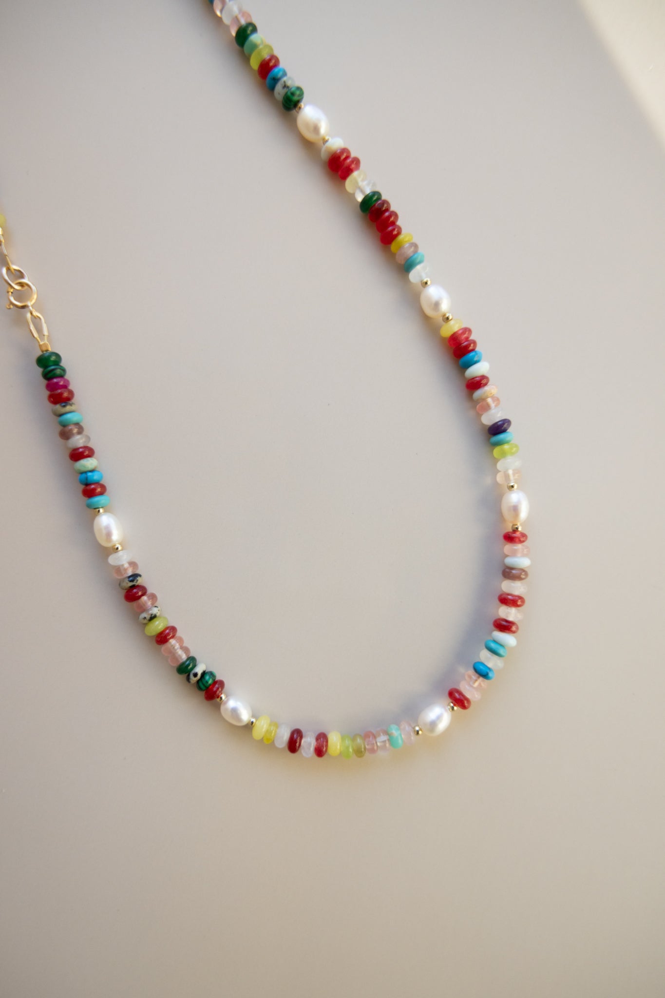 Mixed Gemstone + Pearl Necklace