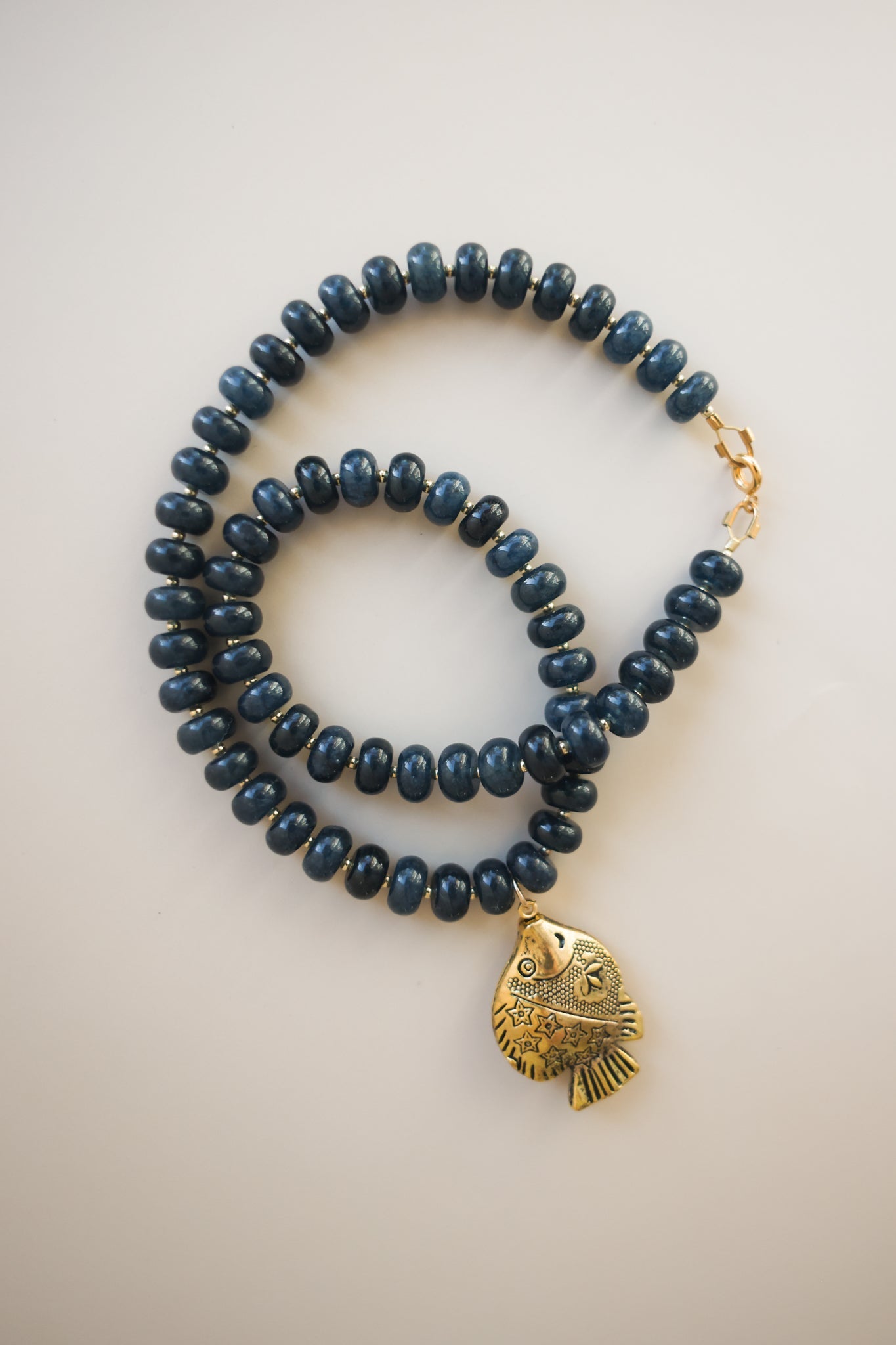 Navy Necklace + Fish Pendant