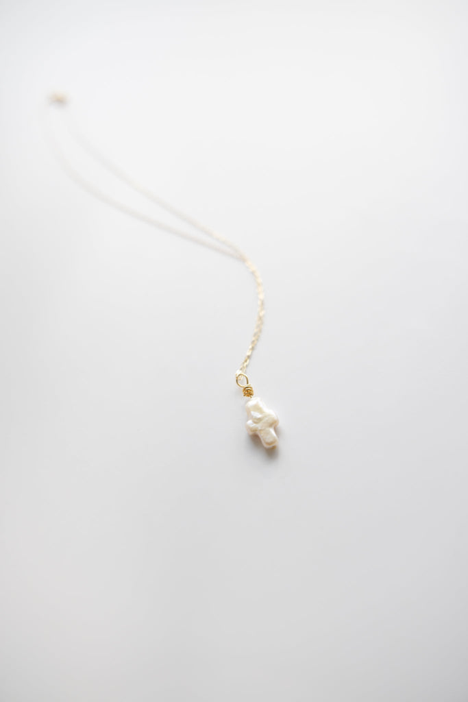 Chain + Pearl Cross Pendant