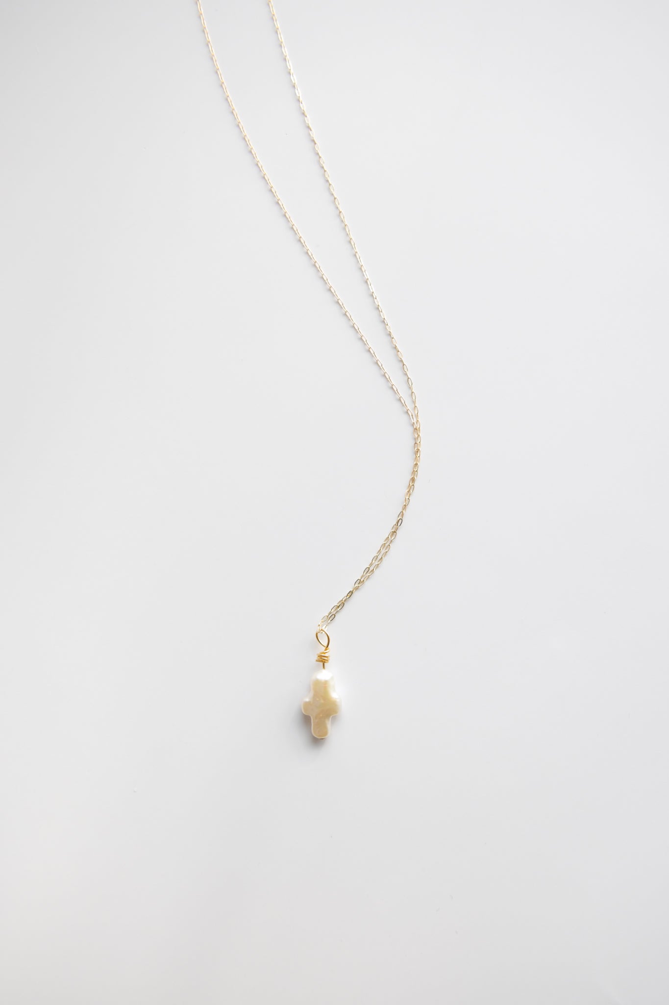 Chain + Pearl Cross Pendant