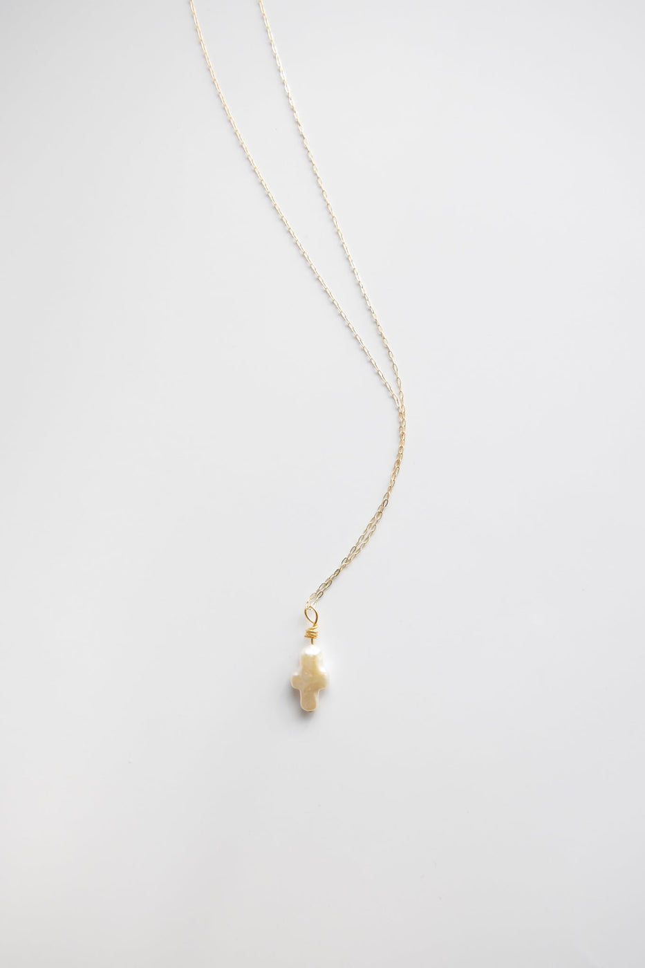 Chain + Pearl Cross Pendant