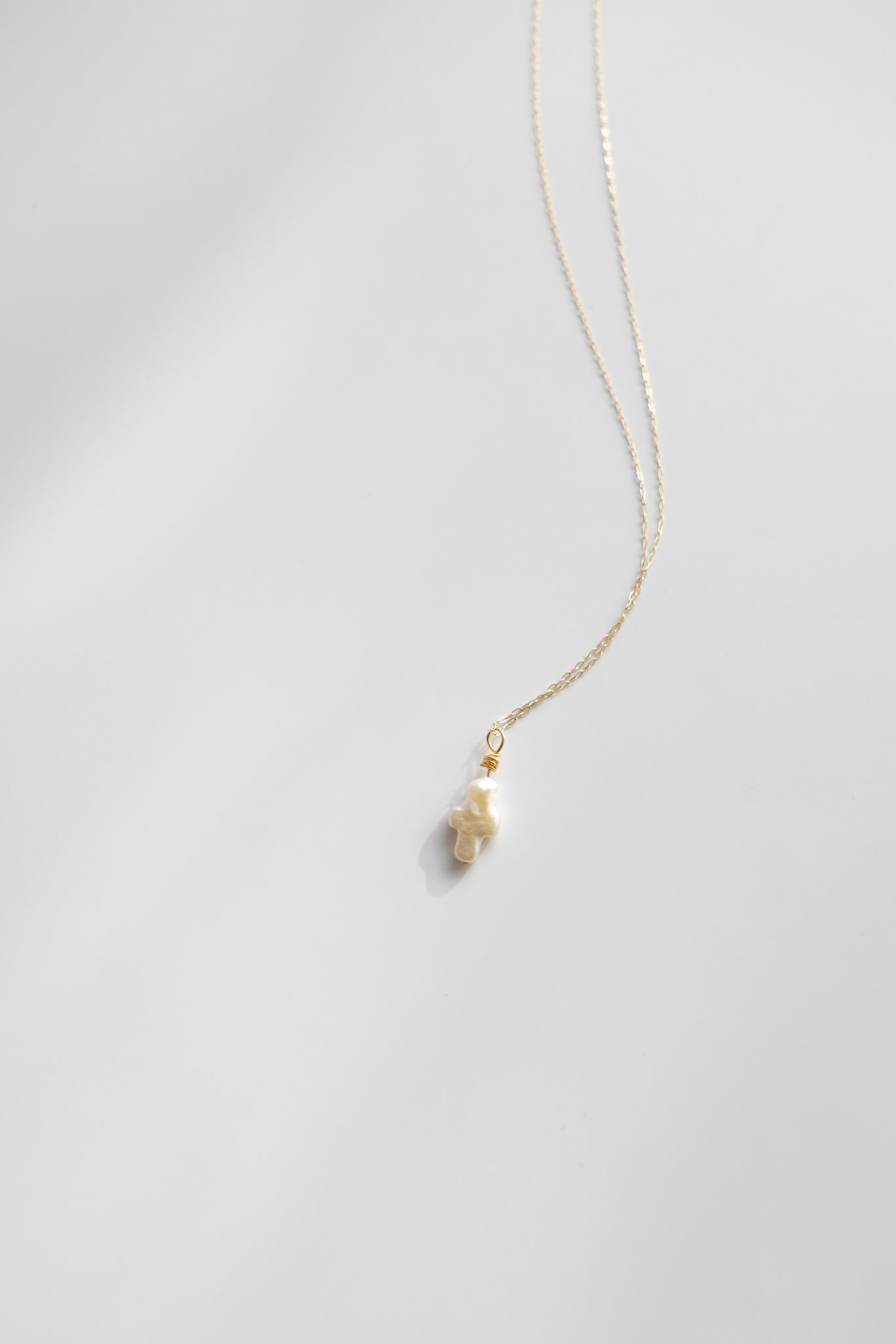 Chain + Pearl Cross Pendant