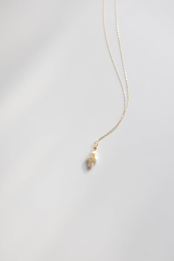 Chain + Pearl Cross Pendant
