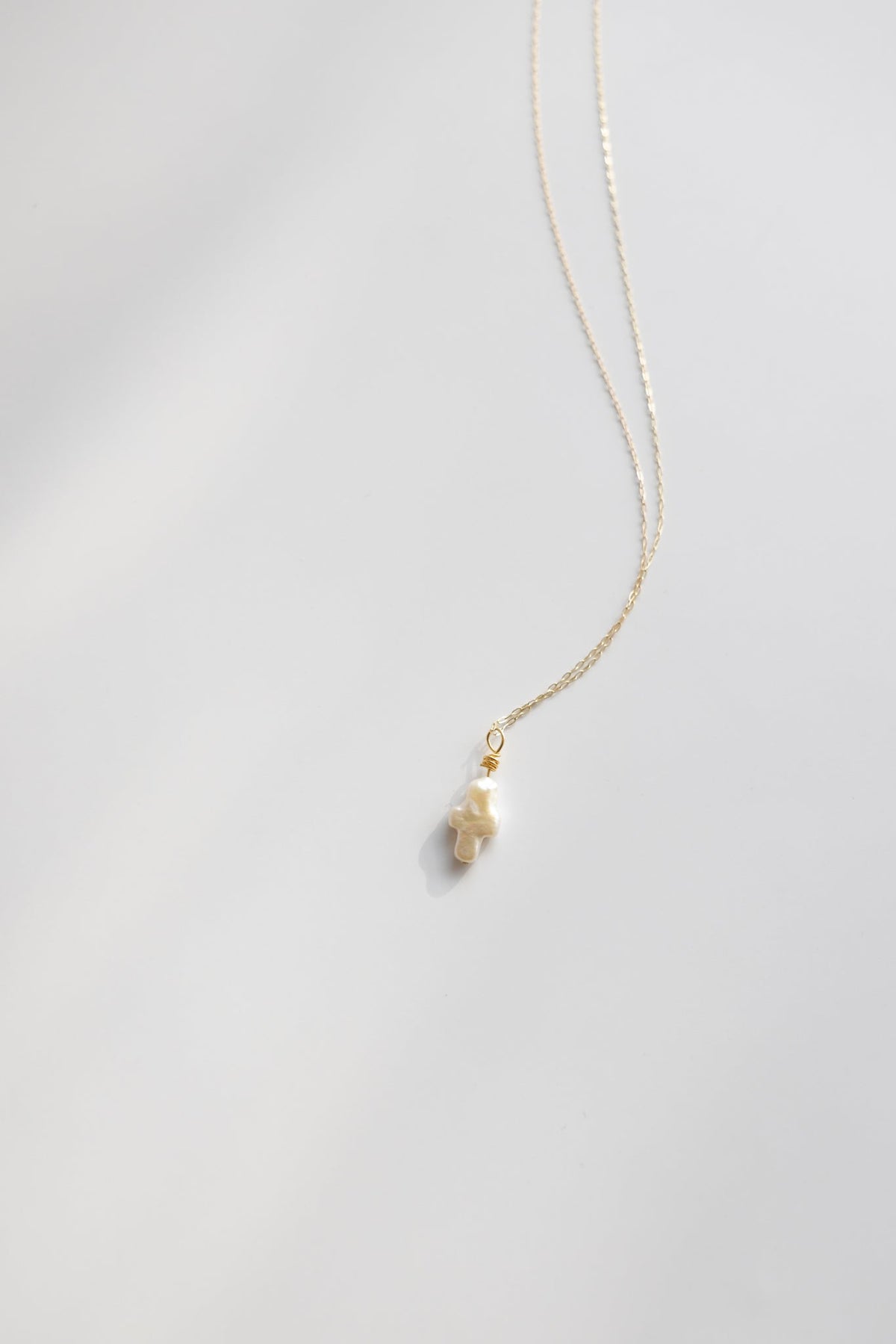 Chain + Pearl Cross Pendant