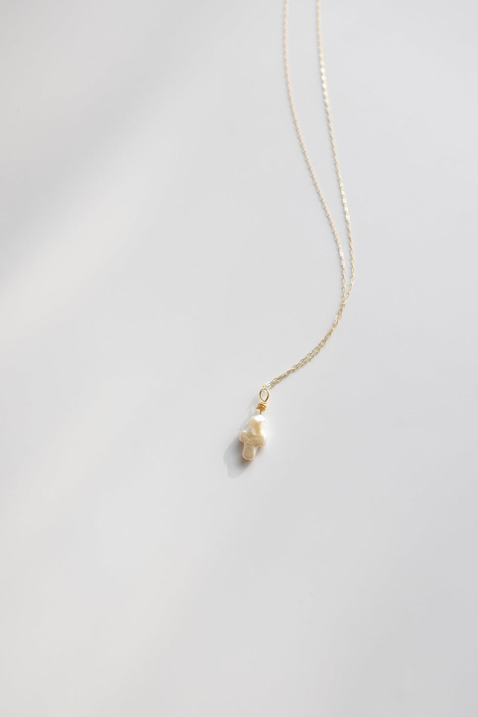 Chain + Pearl Cross Pendant