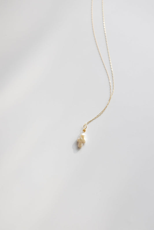 Chain + Pearl Cross Pendant
