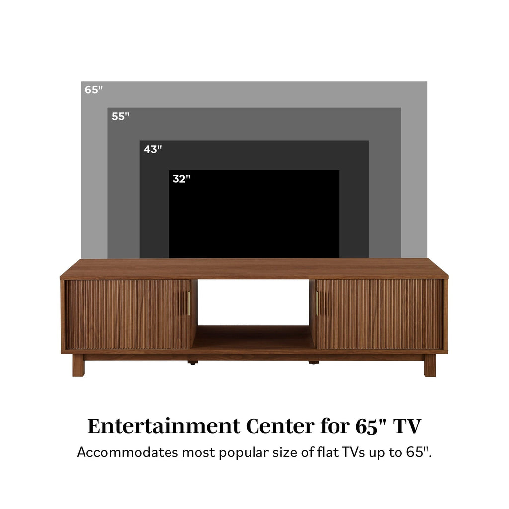 Arundo Mid-Century Modern Scandinavian 2-Door Reeded TV Stand