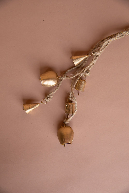 Jingle All the Way Antique Bell & Jute Rope Cluster