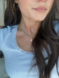 Green Aventurine Necklace + Pearl Pendant