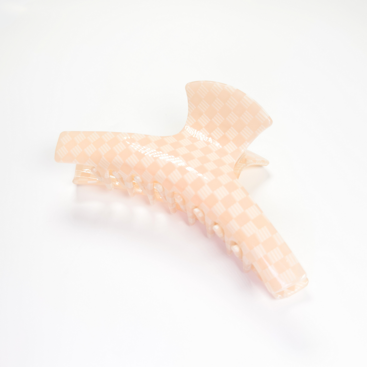 Ribbed Checker Hair Claw | Peach