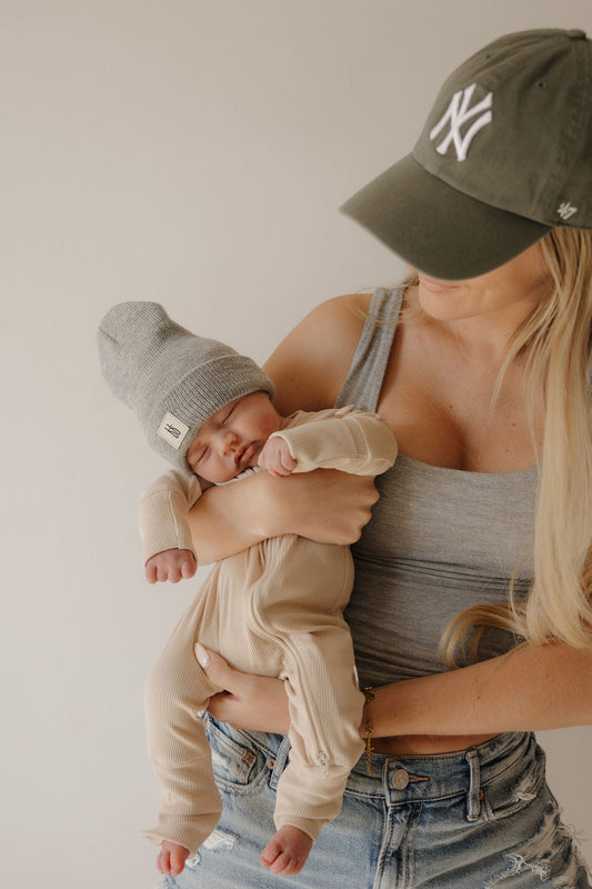 Bamboo Zip Pajamas | Ribbed Cream