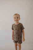 Bamboo Short Set | Brown & Black Lightning Bolt