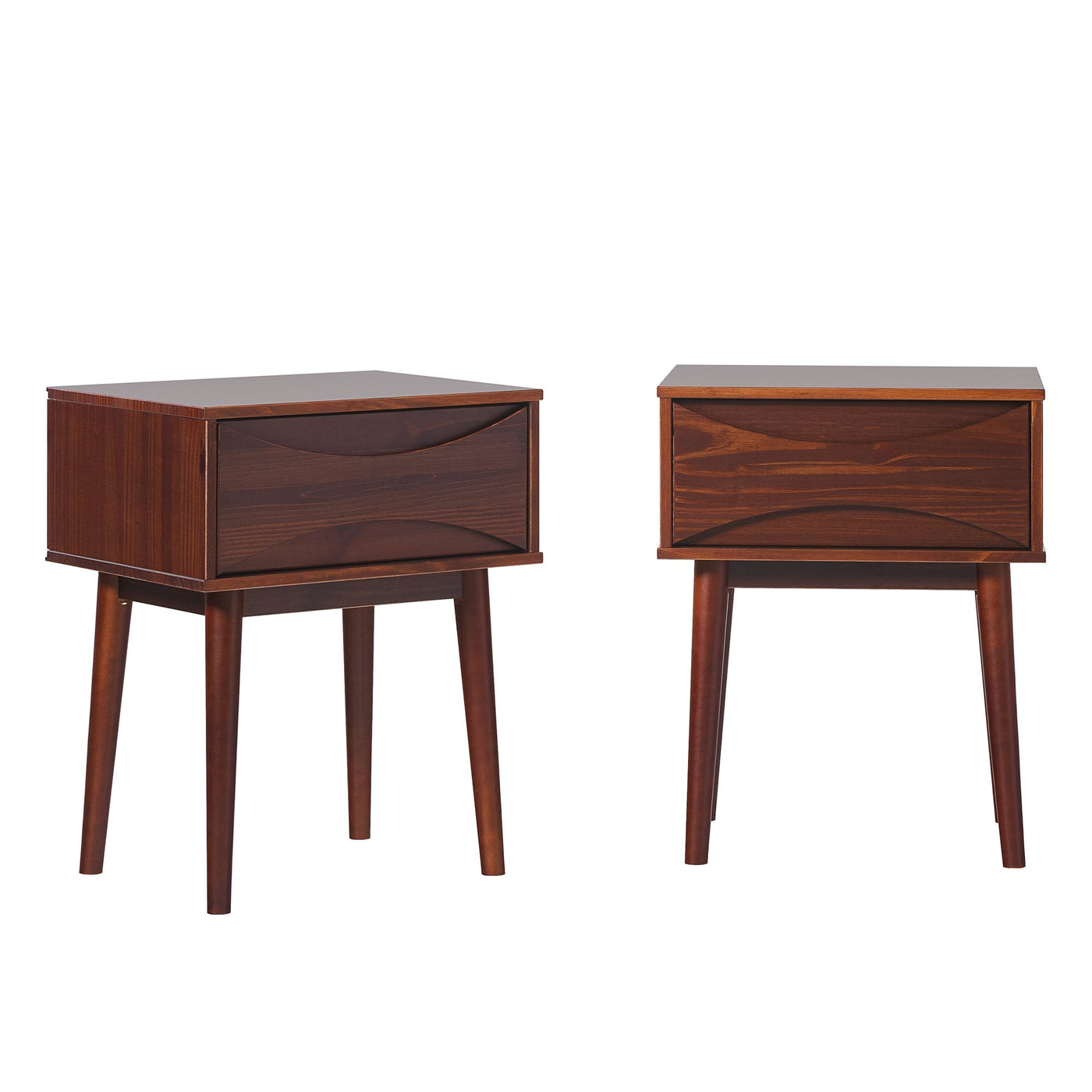 a pair of nightstands on a white background