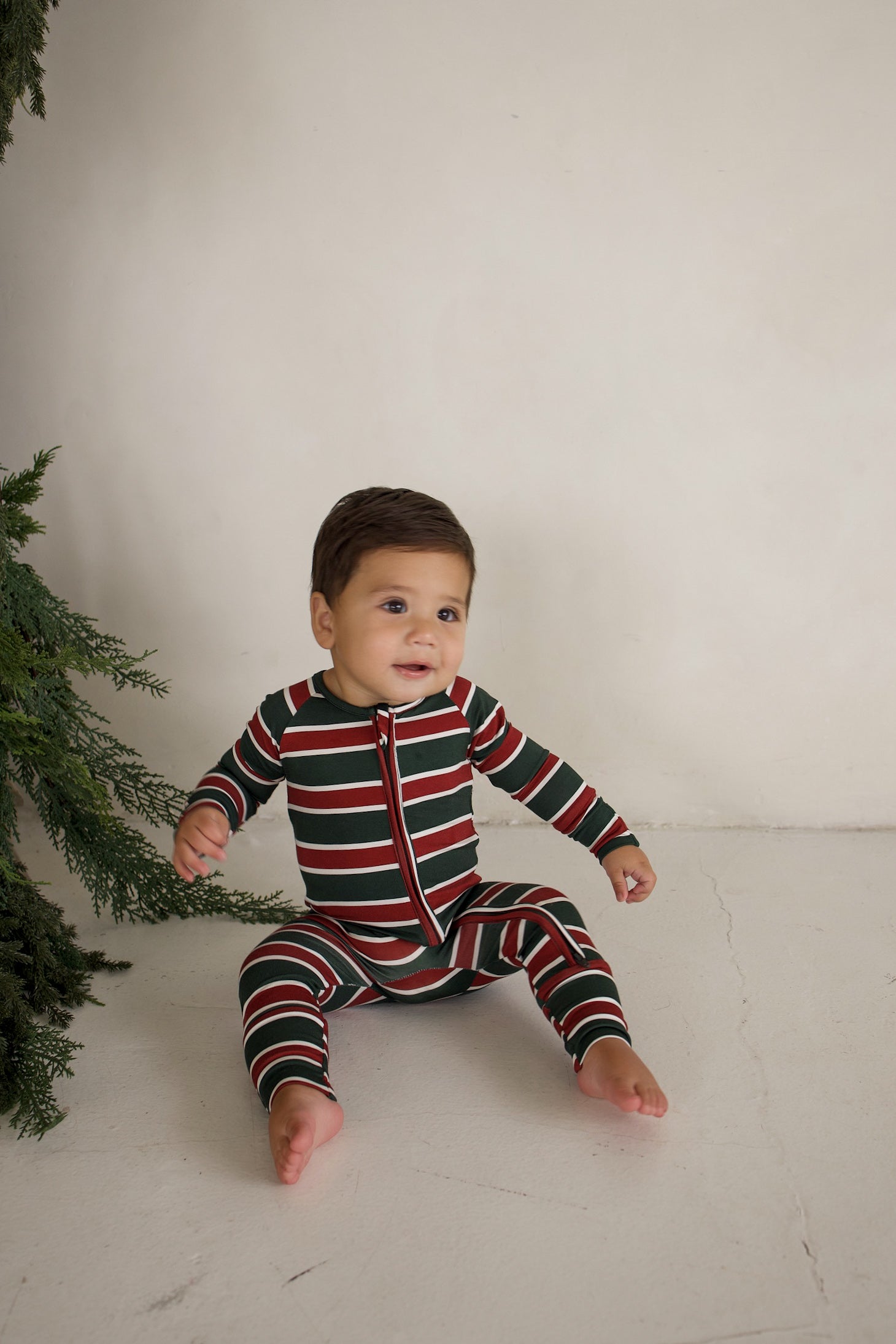 Bamboo Zip Pajamas | Holiday Stripe