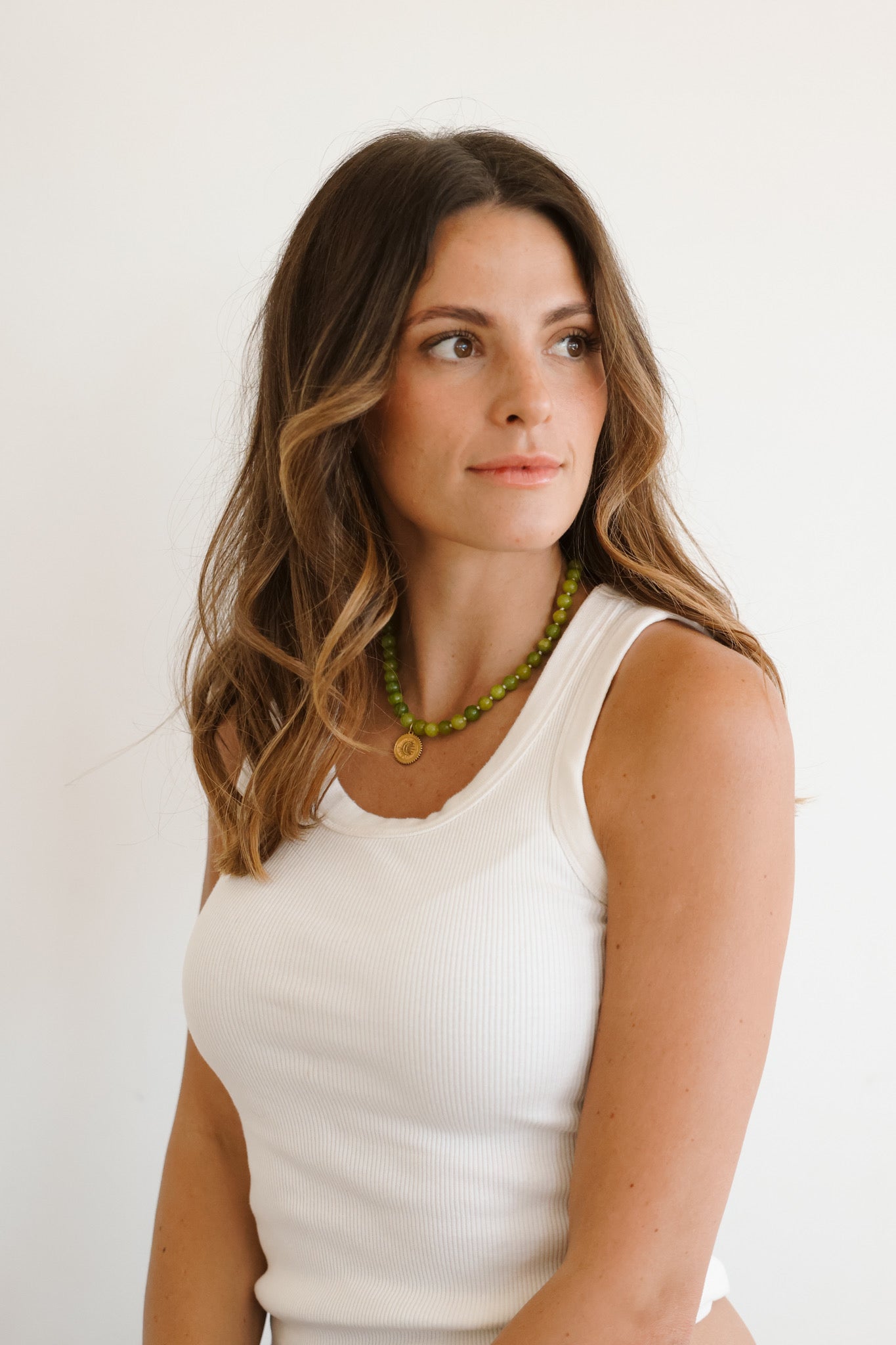 Green Peridot Necklace + Coin Pendant