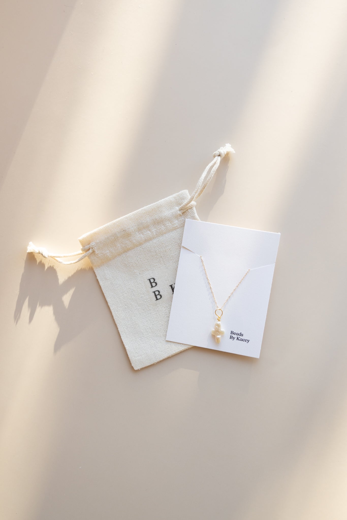 Chain + Pearl Cross Pendant