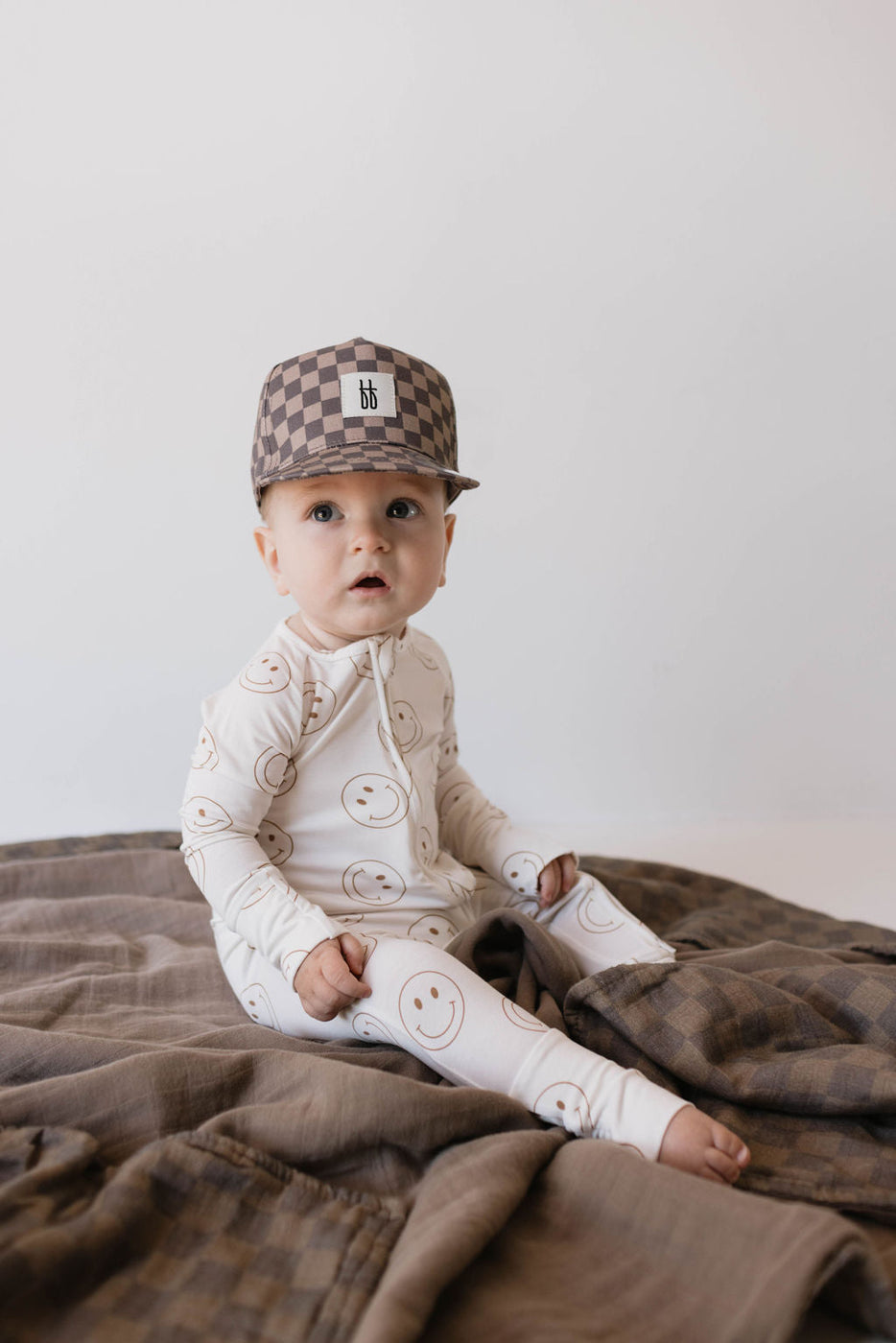 Children's Trucker Hat | Faded Brown Checker