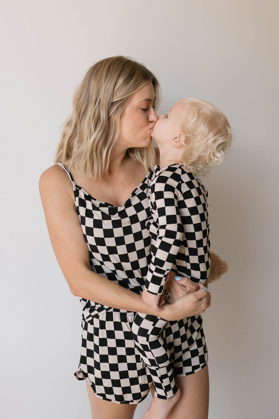 Women's Bamboo Cami Set | Black Checkerboard