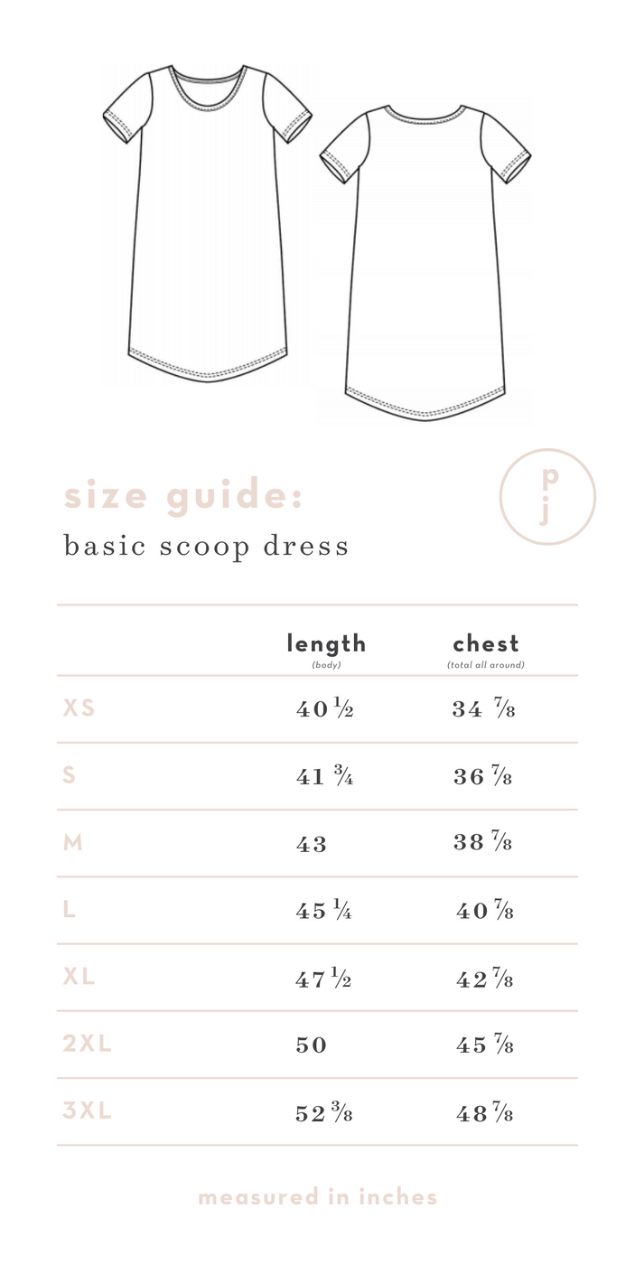 a size guide of a dress