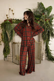 Women's Bamboo Button Up Lounge Set | Christmas Plaid