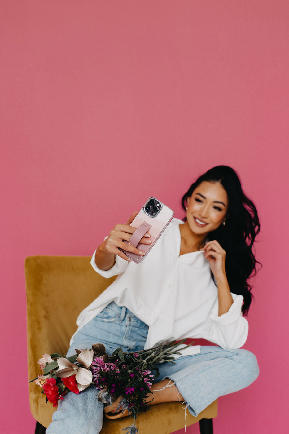 a woman taking a selfie