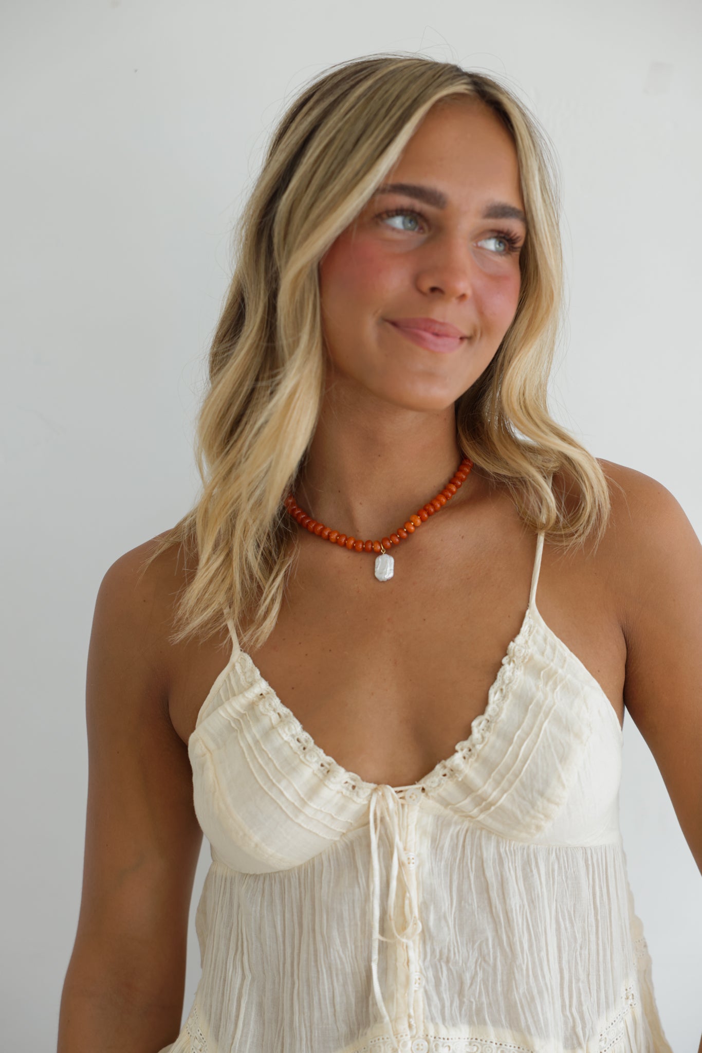 Orange Necklace + Pearl