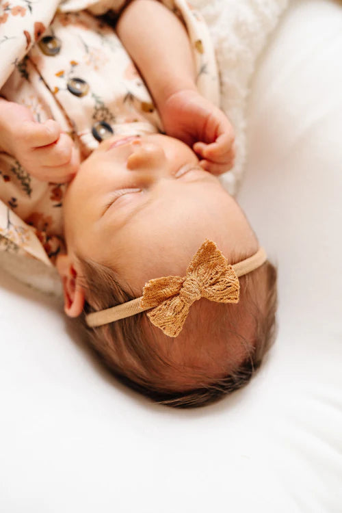 Mini Cinnamon Lace Bow Headband