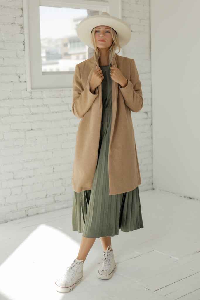 Green Pleated Dress | ROOLEE