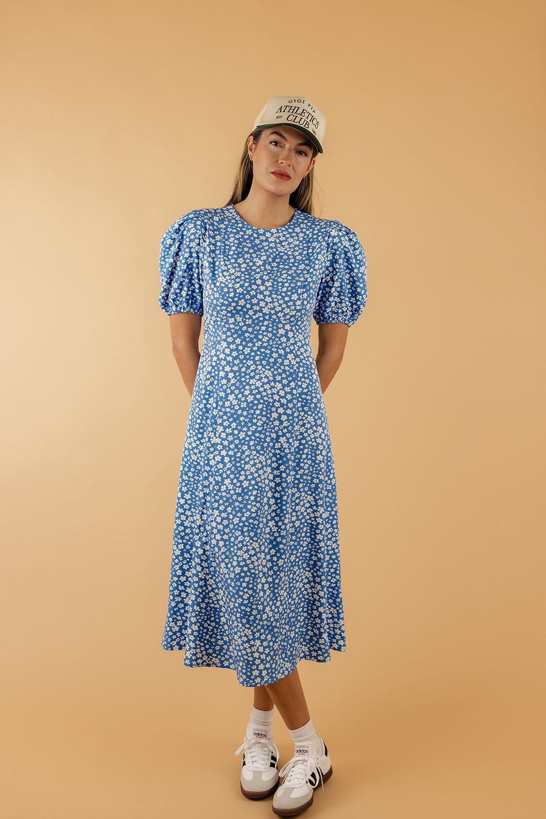 True Blue Puff Sleeve Dress