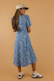 True Blue Puff Sleeve Dress