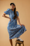 True Blue Puff Sleeve Dress