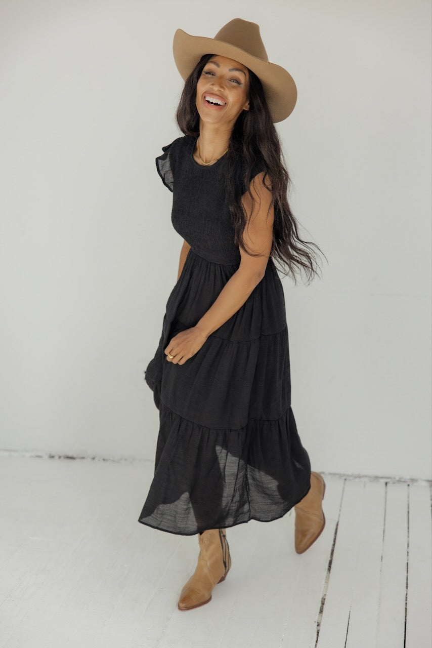 Black Midi Dress | ROOLEE