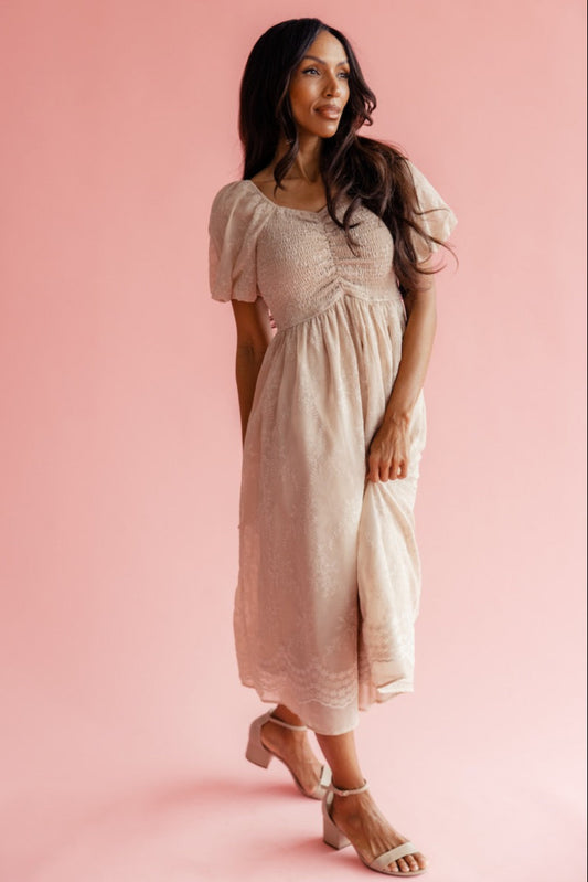 Christine Embroidered Chiffon Dress