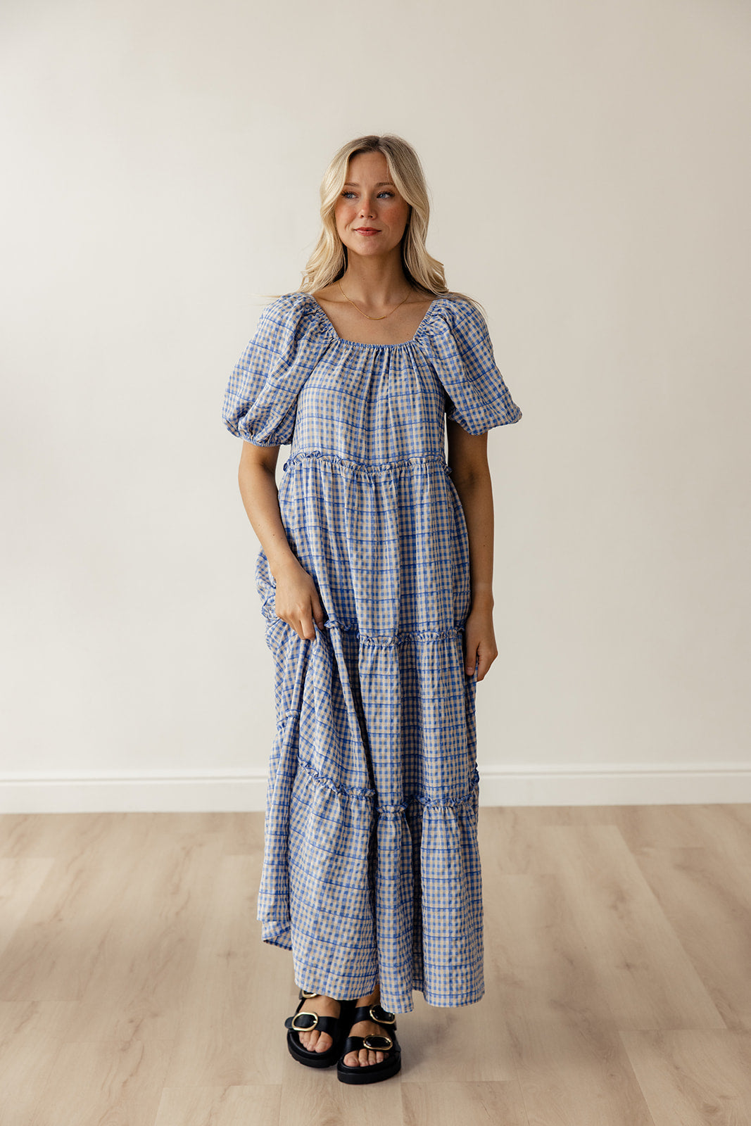 Audie Gingham Tiered Maxi