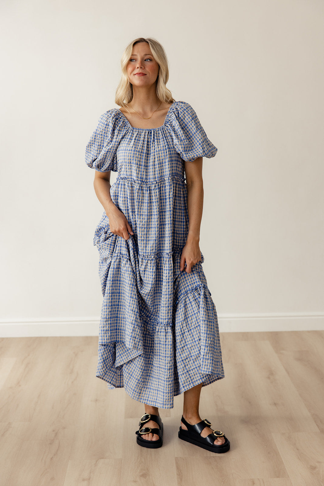 Audie Gingham Tiered Maxi