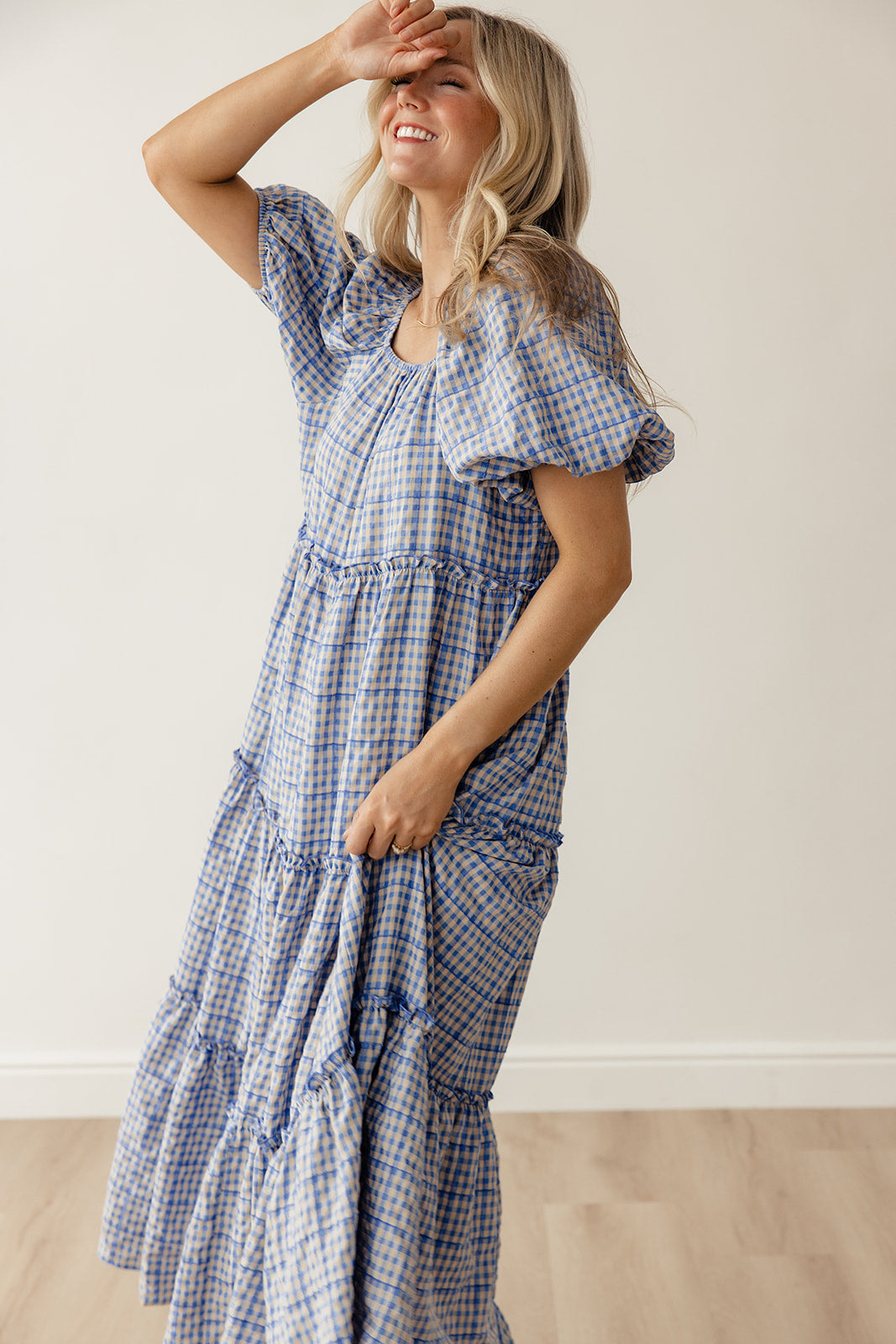 Audie Gingham Tiered Maxi
