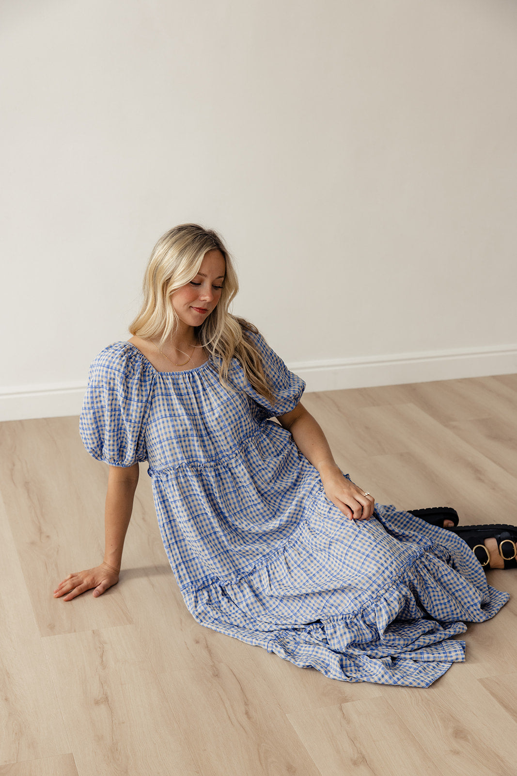 Audie Gingham Tiered Maxi