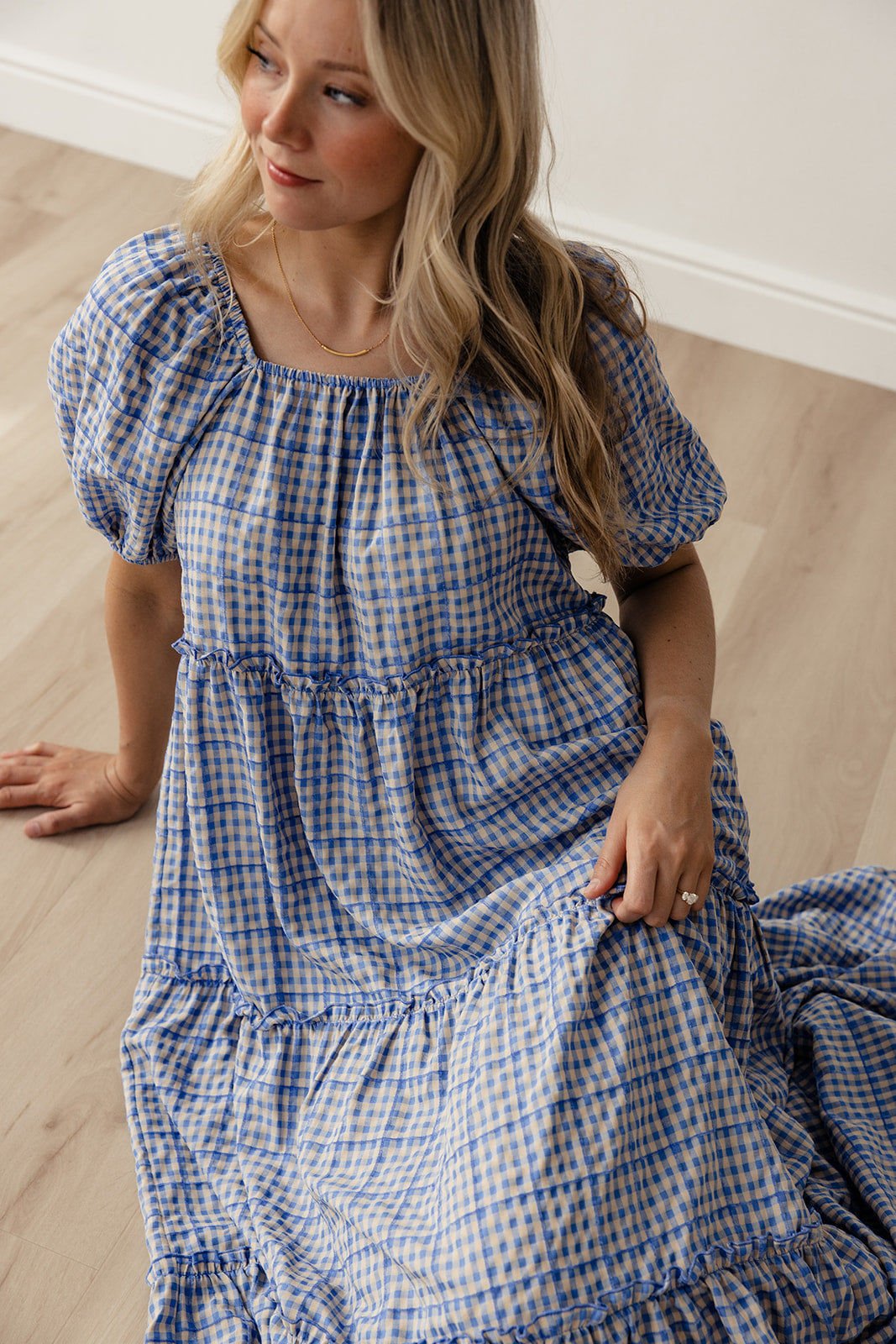 Audie Gingham Tiered Maxi