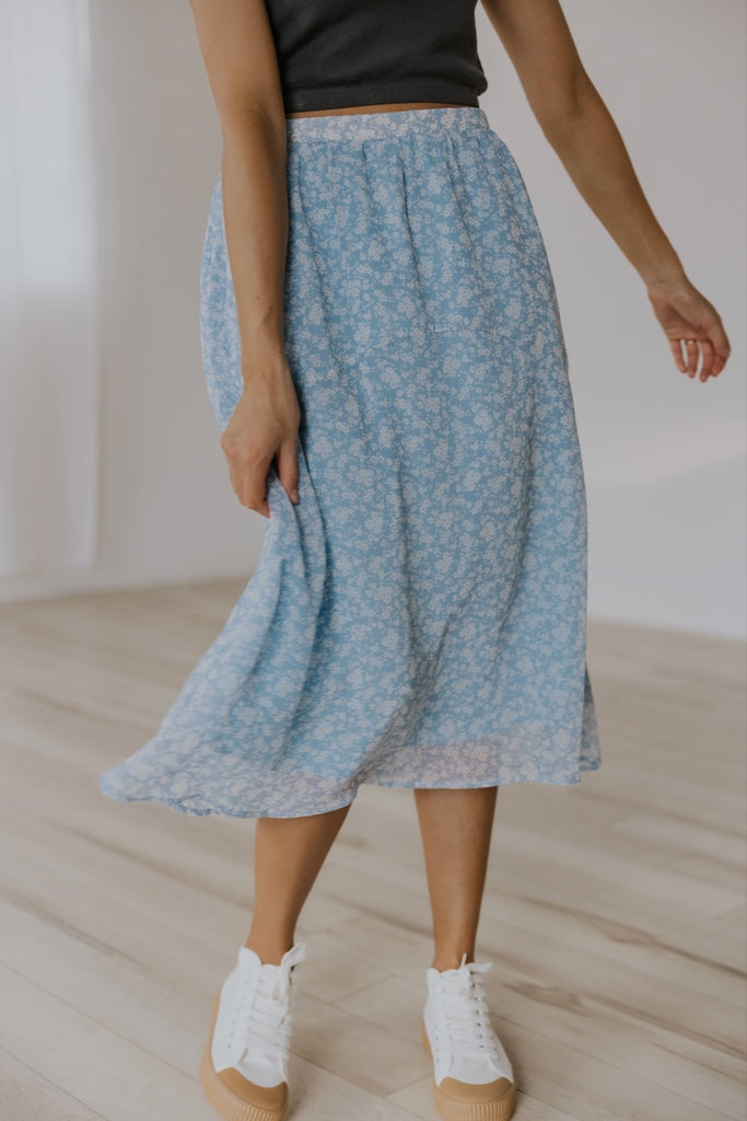 Blue Floral Skirt | ROOLEE