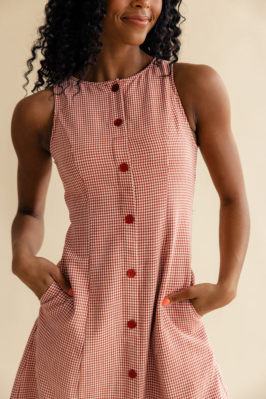 Gretta Gingham Button Dress