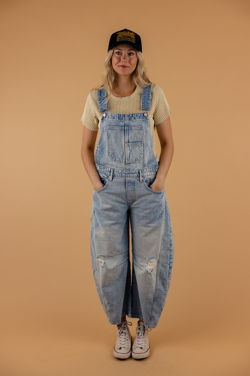 Free People Good Luck Barrel Overalls