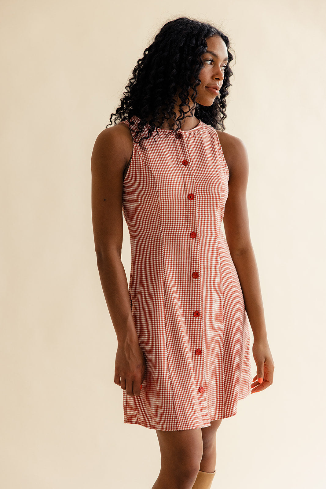 Gretta Gingham Button Dress