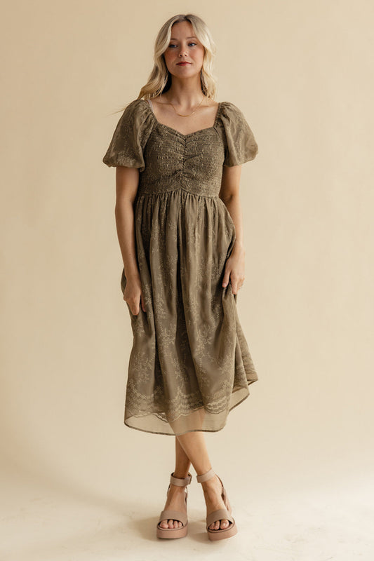 Christine Embroidered Chiffon Dress