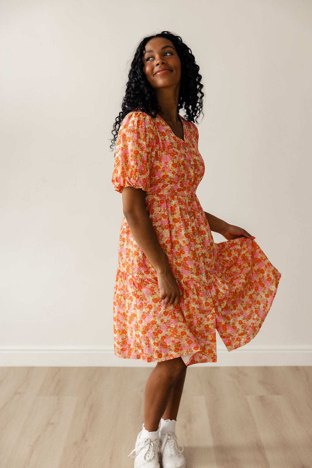 Linda Floral Button Dress